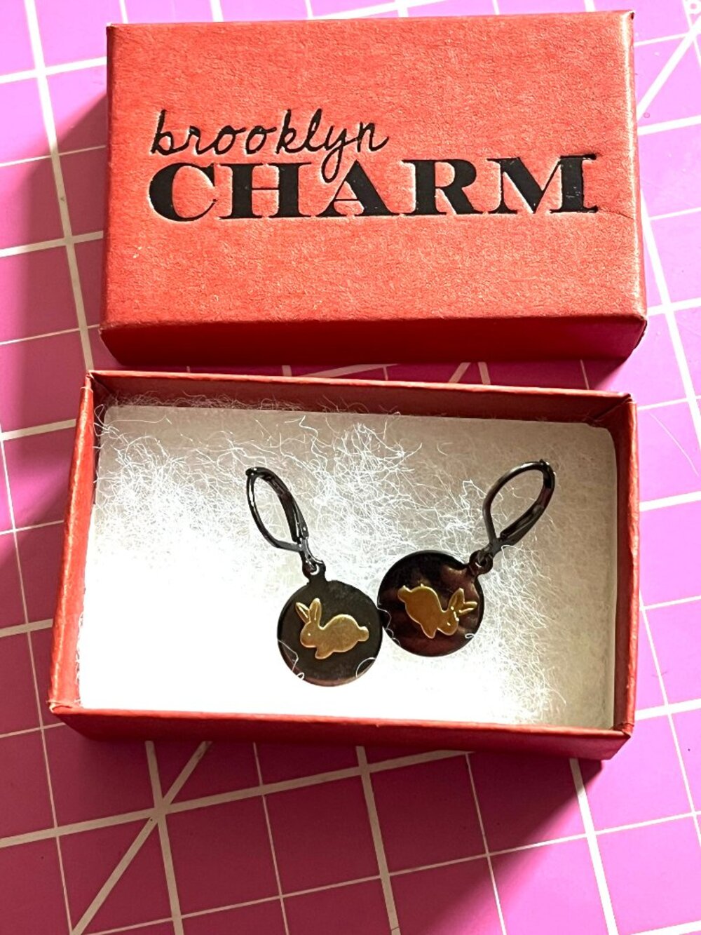 Bunny Rabbit Charm Earrings - Never Worn - Custom from Brooklyn Charm
